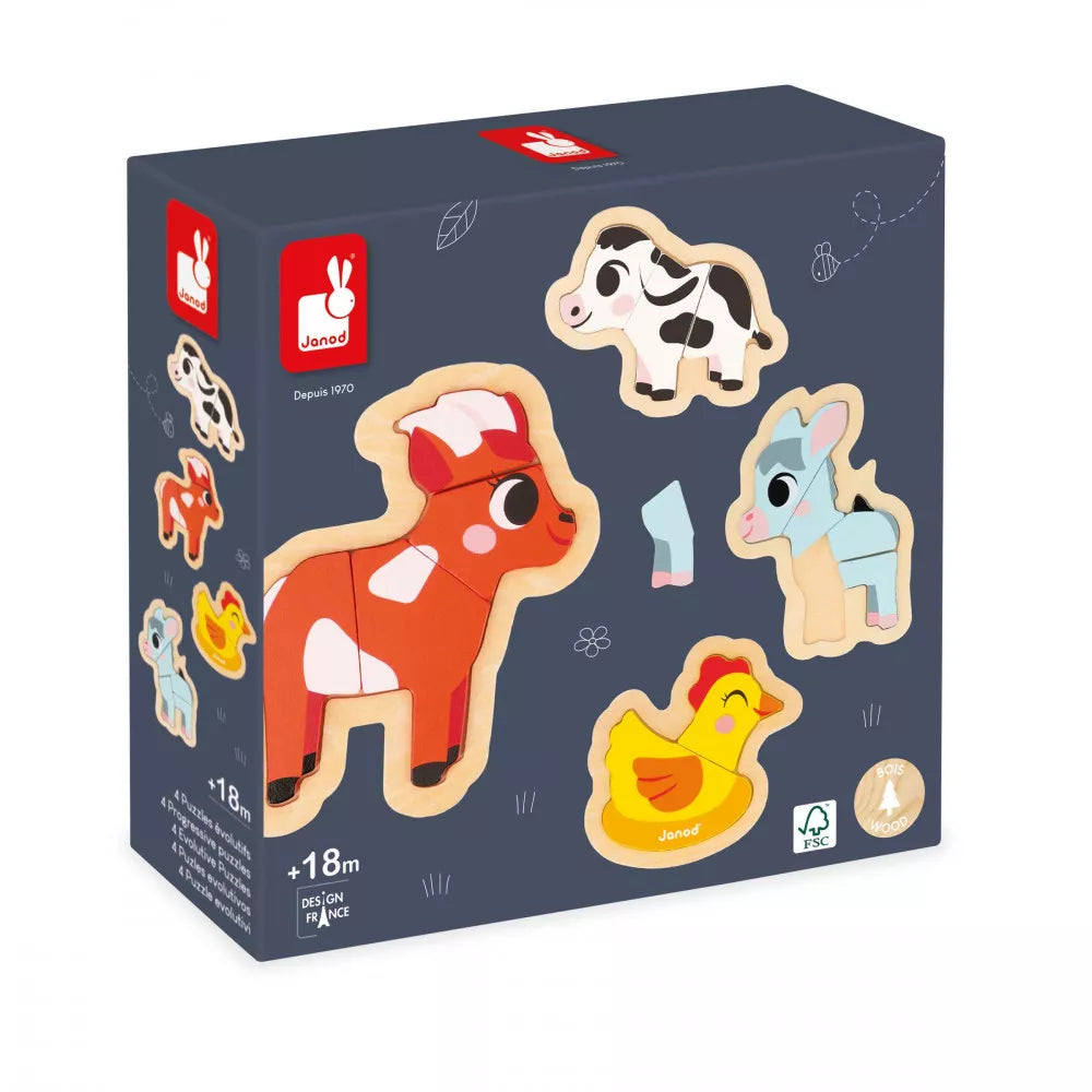 Janod 4 Progressive Puzzles - Farm Janod 4 Progressive Puzzles - Farm