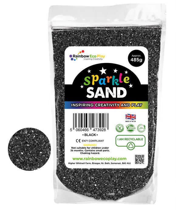 Rainbow Eco Play Coloured Sand Sparkle Black