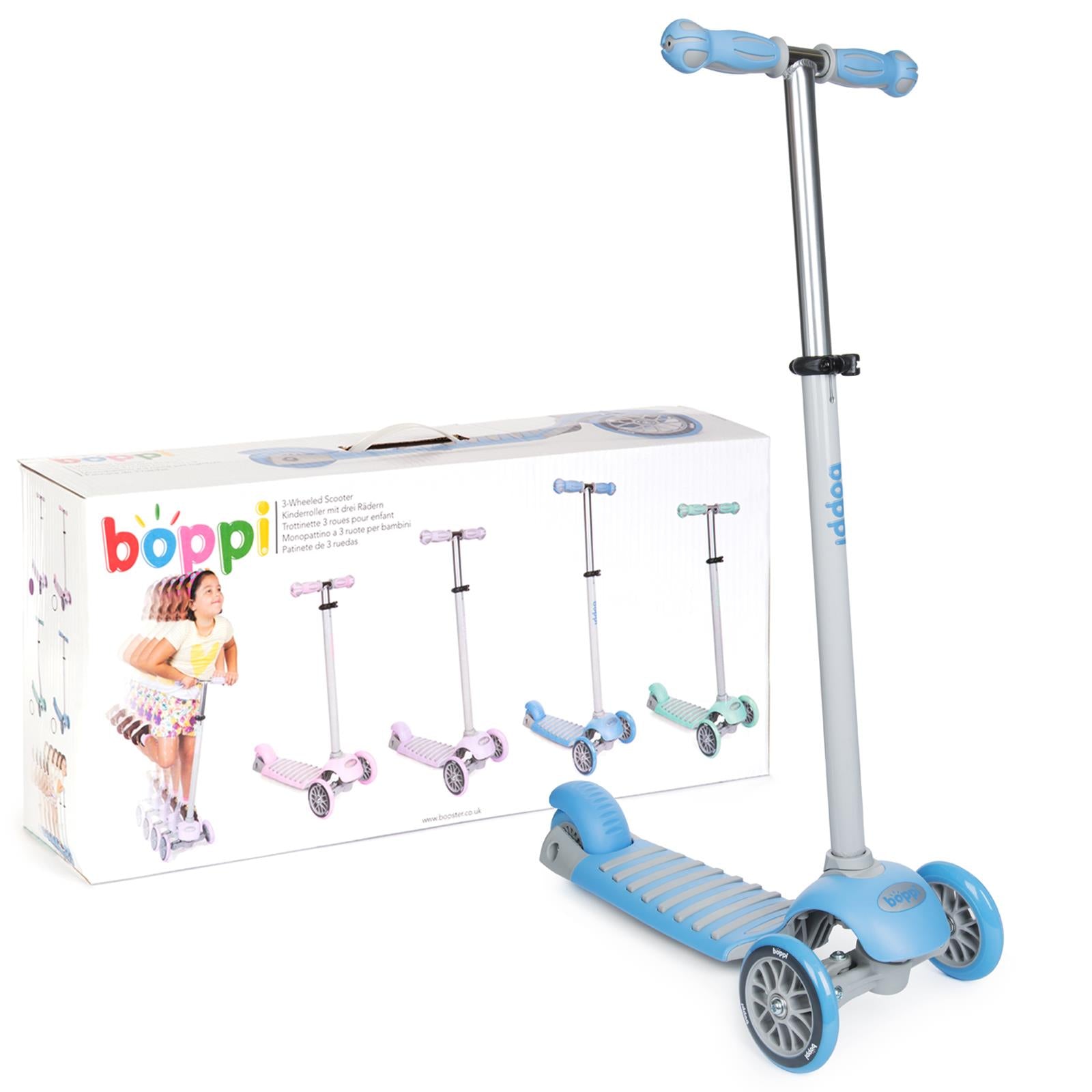 Boppi 3-Wheel Kids Scooter Age 3-8 - Blue