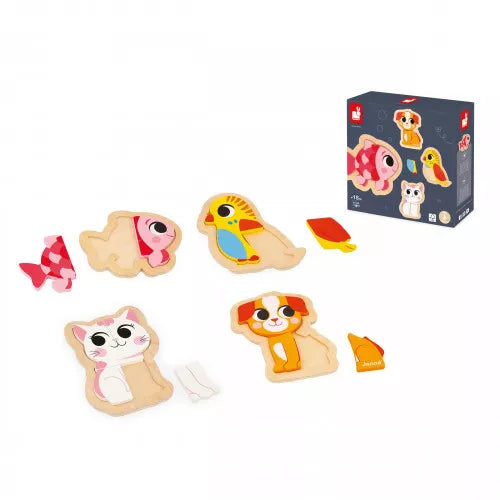 Janod 4 Progressive Puzzles - Pet Janod 4 Progressive Puzzles - Pet
