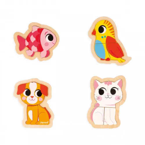 Janod 4 Progressive Puzzles - Pet Janod 4 Progressive Puzzles - Pet
