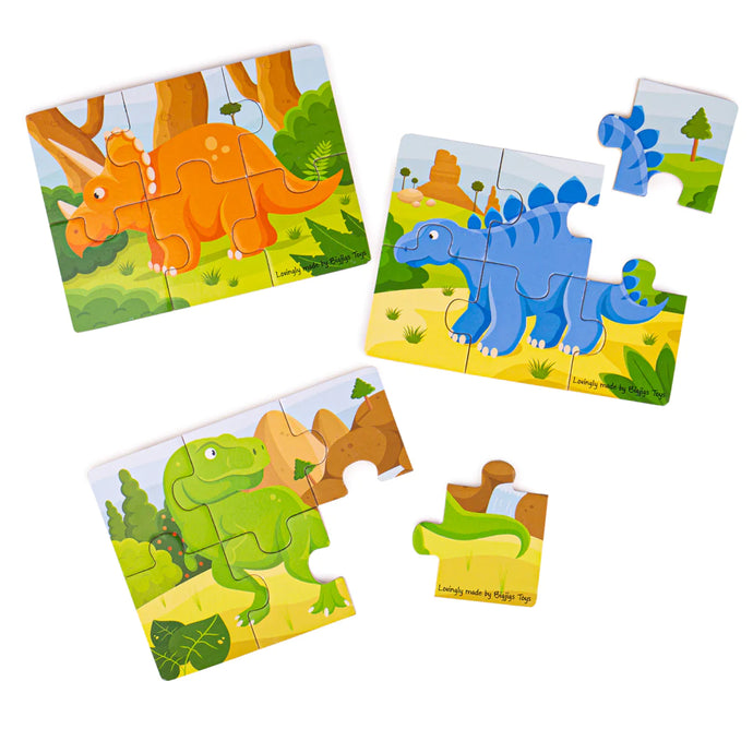 Bigjigs Dinosaur (6 Piece Puzzles) - 3 Puzzles