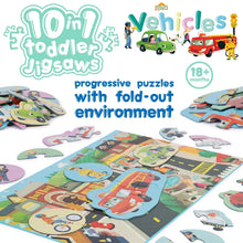 Load image into Gallery viewer, Boppi 10 in 1 Toddler Jigsaw Puzzle – Vehicles