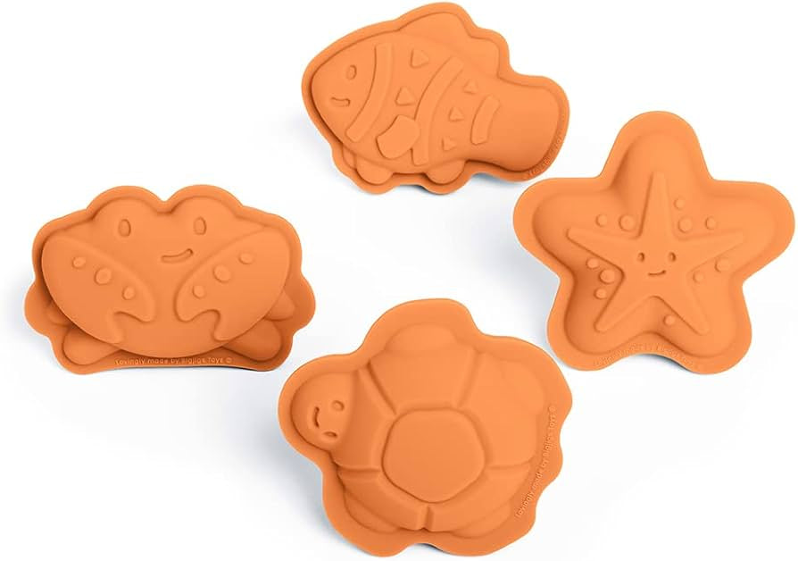 Bigjigs Silicone Character Sand Moulds Apricot Orange