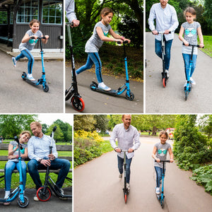 Bopster 2 Wheeled Scooter Folding V2 In Line Racing Kick Sport Ride-On Blue - Age 8+