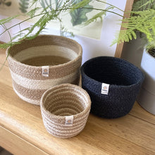 Load image into Gallery viewer, ReSpiin Tall Jute Basket Set x 3 Pebble
