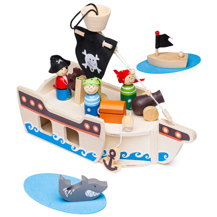 Bigjigs Mini Pirate Ship Playset