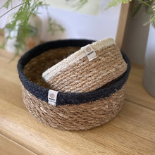 Load image into Gallery viewer, Respiin Shallow Seagrass &amp; Jute Basket Medium Natural / Black