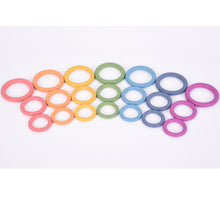 Load image into Gallery viewer, Tickit Loose Parts Rainbow Wooden Rings 70mm Single &amp; Sets