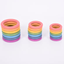 Load image into Gallery viewer, Tickit Loose Parts Rainbow Wooden Rings 70mm Single &amp; Sets