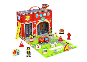 Tooky Toy Wooden Fire Station Box