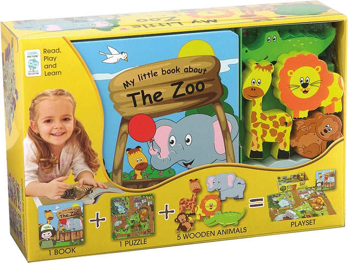 My Little Village: Zoo (Book, Wooden Toys & 16-piece Puzzle)