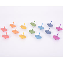 Load image into Gallery viewer, Tickit Loose Parts Rainbow Wooden Spinning Tops Single &amp; Sets