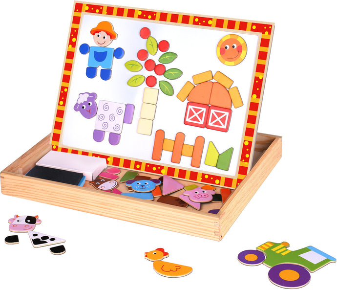 Tooky Toy Wooden Magnetic Double Sided Farm Activity Board