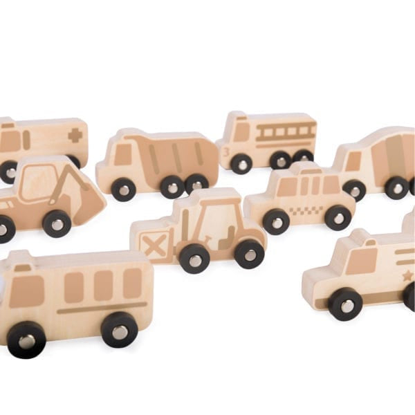 Guidecraft Mini Wooden Trucks – Set of 10