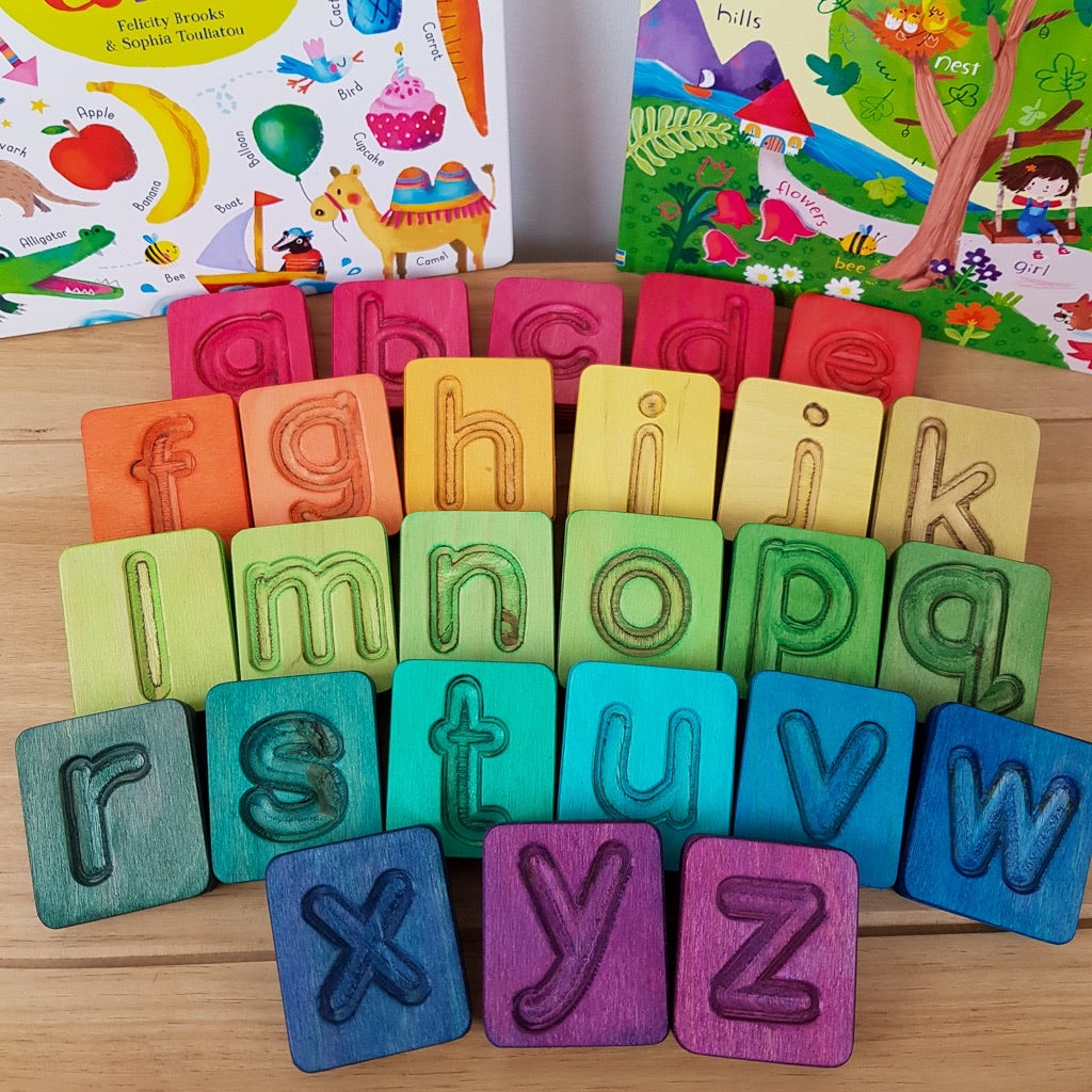 Hellion Rainbow Wooden Alphabet Cubes