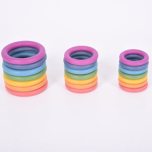 Tickit Loose Parts Rainbow Wooden Rings 70mm Single & Sets