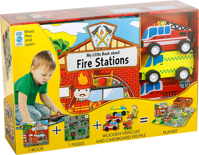 My Little Village Fire Station (Book, Wooden Toys & 16-piece Puzzle)