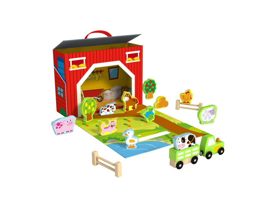Tooky Toy Wooden Farm Play Boxi