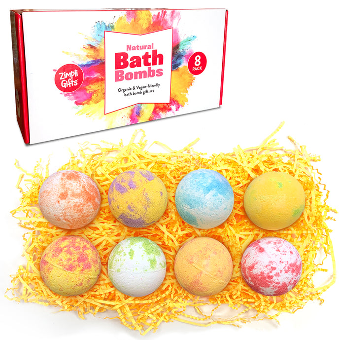 Zimpli Gifts Natural Round Bath Bomb Gift Set - 8 Pack 35g