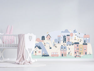 Pastelowelove Pink Small Town Wall Stickers
