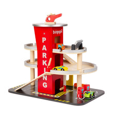 Load image into Gallery viewer, Boppi Wooden Toy Garage with Carwash