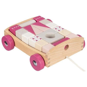 Goki Pull-along cart with 20 building blocks, Lifestyle Berry - Isaac’s Treasures