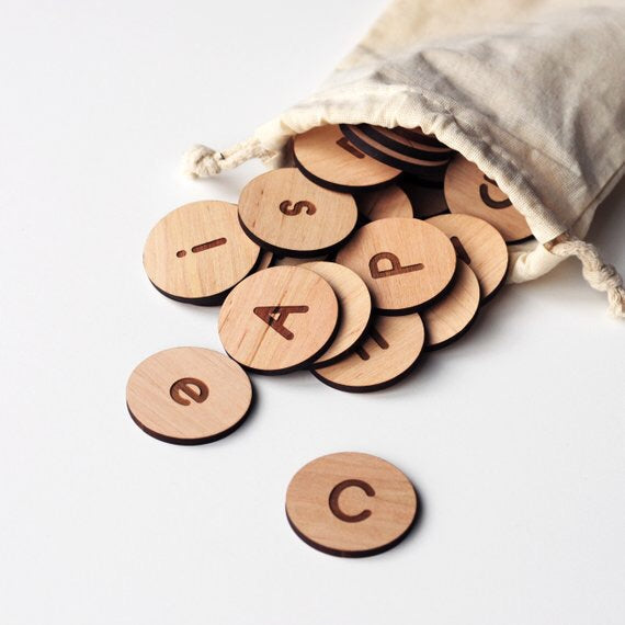 Wooden Alphabet Discs