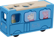 Load image into Gallery viewer, Peppa&#39;s Wood Play School Bus Shape Sorter