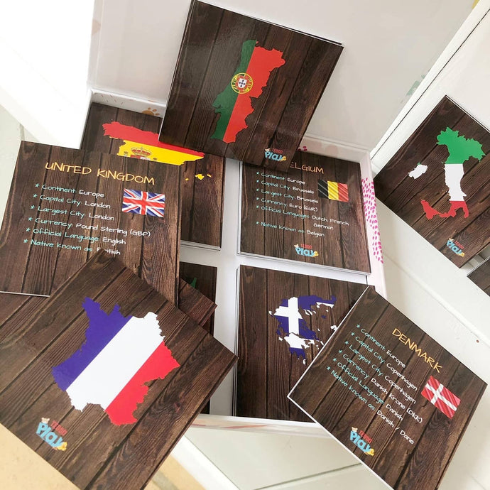 TEDDO PLAY 40 LEARNING CARDS - COUNTRIES,CITIES FLAGS, BORDERS & MORE (POPULAR COUNTRIES OF THE WORLD SET)