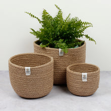 Load image into Gallery viewer, ReSpiin Tall Jute Basket Set x 3 Natural
