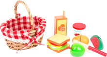 Load image into Gallery viewer, Small Foot Picnic Basket with Cuttable Fruits