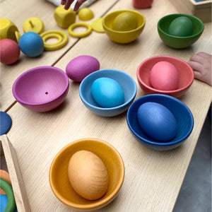 Tickit Loose Parts Rainbow Wooden Bowls