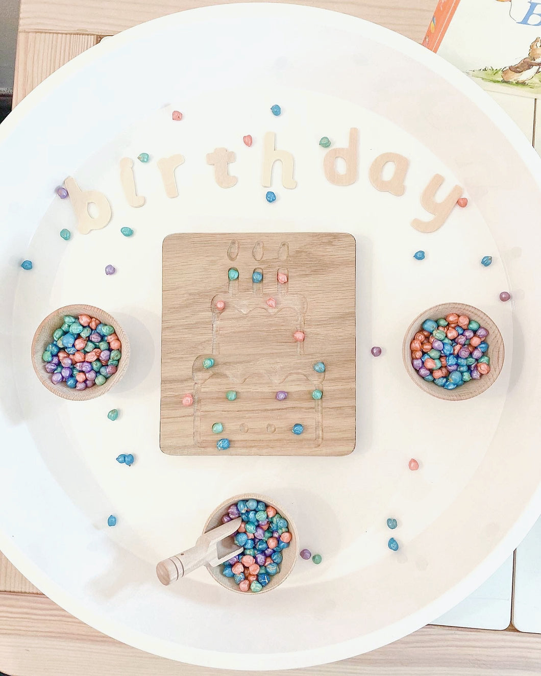 *EXCLUSIVE DESIGN* Birthday Cake Oak Sensory Board