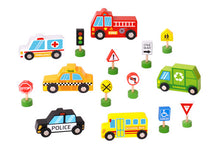 Load image into Gallery viewer, Tooky Toy Wooden Transportation &amp; Street Signs Set