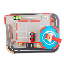 Load image into Gallery viewer, Boppi 12 pc Wooden Toy Garage with Carpark