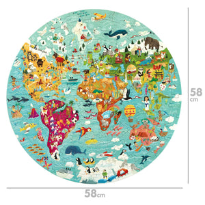 Boppi Round World Map Jigsaw Puzzle 150 Pieces