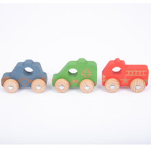 Load image into Gallery viewer, TickiT Rainbow Wooden Emergency Vehicles - Pk3