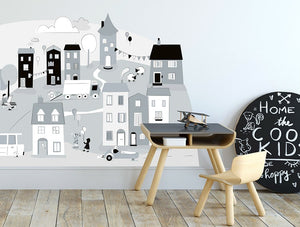 Pastelowelove Grey Small Town Wall Stickers