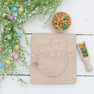 Easter Chick Oak Sensory Board