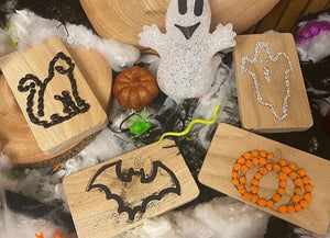 Halloween set of 4 Oak Sensory Boards