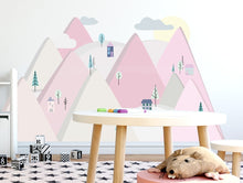 Load image into Gallery viewer, Pastelowelove Pink Mountains Wall Stickers