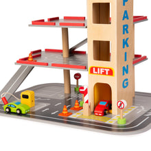 Load image into Gallery viewer, Boppi 12 pc Wooden Toy Garage with Carpark