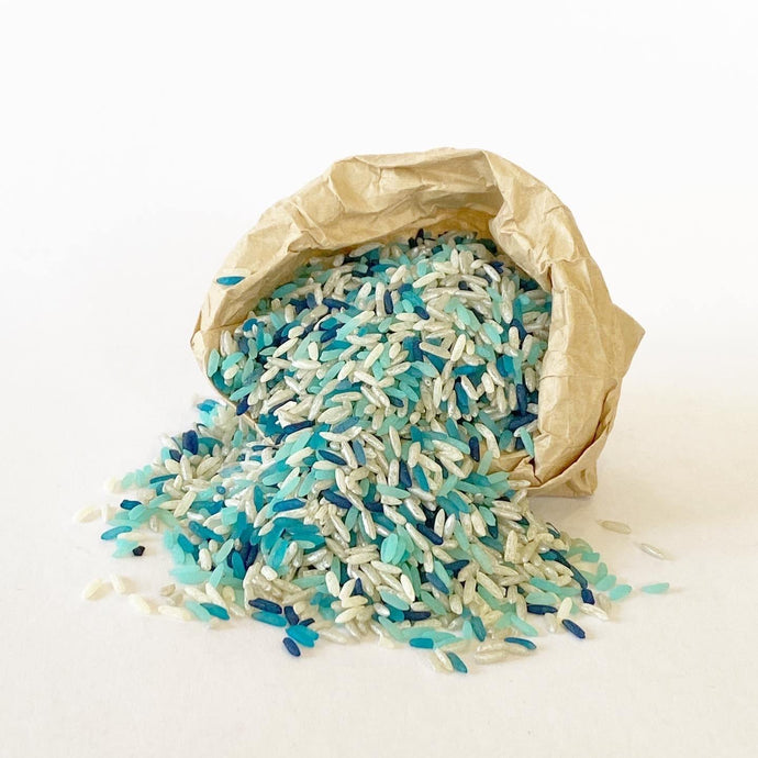 Sensory Scented Rice 175g - Blue & White Mix - Isaac’s Treasures