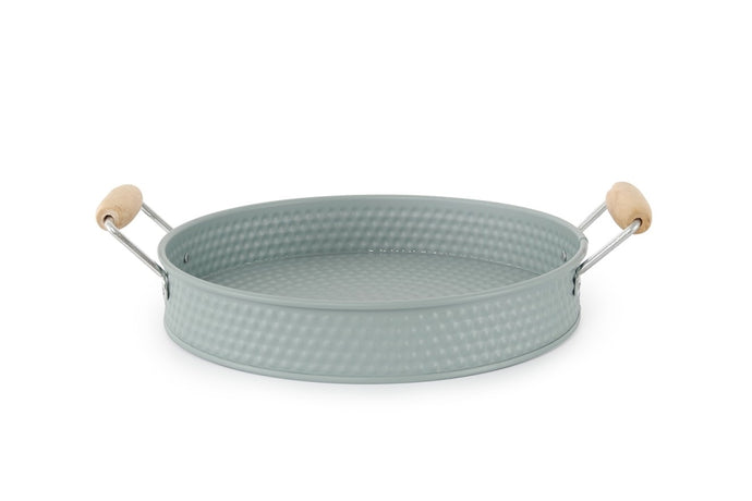 Grey Metal Tray with Handles - Large